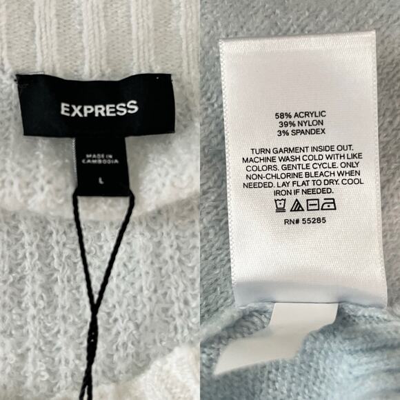 Express Sweater Baby Blue White Super Soft Large New - Picture 7 of 9